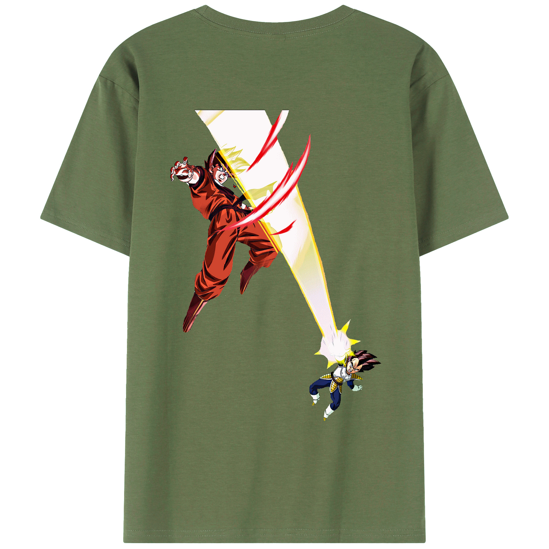 （画像用） ドラゴンボール ベジータ四世（Bejīta Yonsei）DRAGON BALL Vegeta IV 綿100％ メンズ半袖Tシャツ（バックプリント） 通気性
